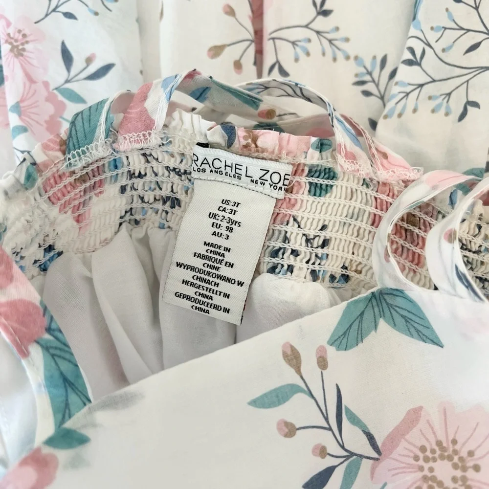 Rachel Zoe White Handkerchief Sundress with Pink & Teal Floral Print | Girls 3T